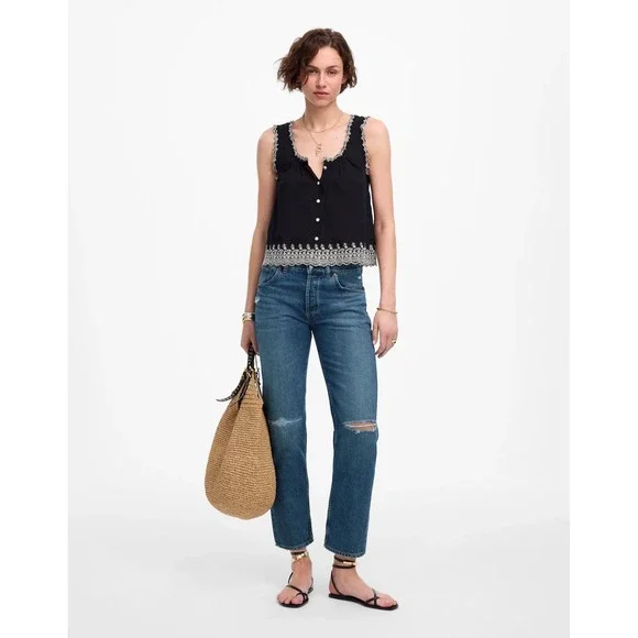 Madewell The Dean Easy Straight Crop Jeans NWT Womens 25 High Rise 27 Inseam - Picture 3 of 8